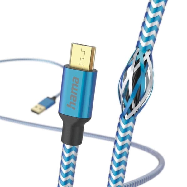 Hama reflekterande USB-kabel 1,5 m USB 2.0 USB A Micro-USB B blå (00201555)