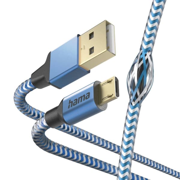 Hama reflekterande USB-kabel 1,5 m USB 2.0 USB A Micro-USB B blå (00201555)