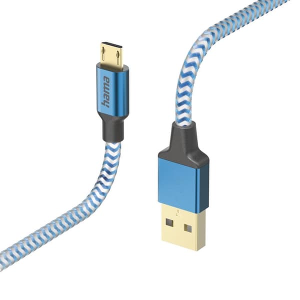 Hama reflekterande USB-kabel 1,5 m USB 2.0 USB A Micro-USB B blå (00201555)