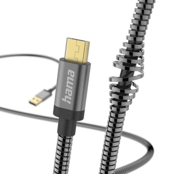 Hama Metal - 1,5 m - USB A - Micro-USB B - USB 2.0 - 480 Mbit/s - antracit (00201549)