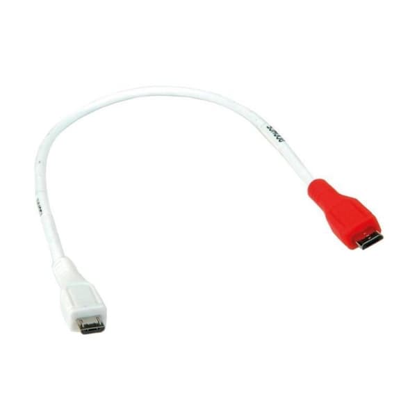 USB Micro B till USB Micro B OTG laddningskabel - USB2.0 - upp till 1A / vit - 0,30 meter