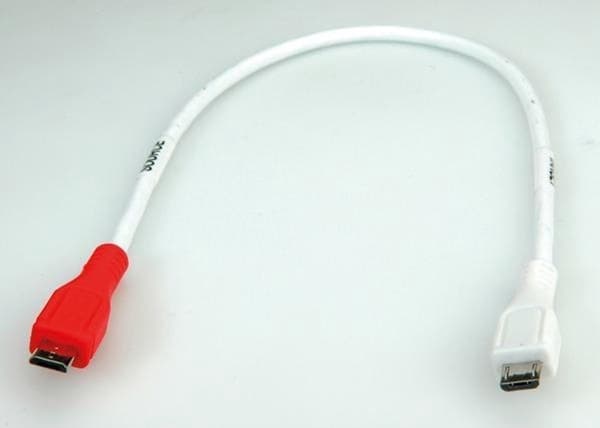 USB Micro B till USB Micro B OTG laddningskabel - USB2.0 - upp till 1A / vit - 0,30 meter
