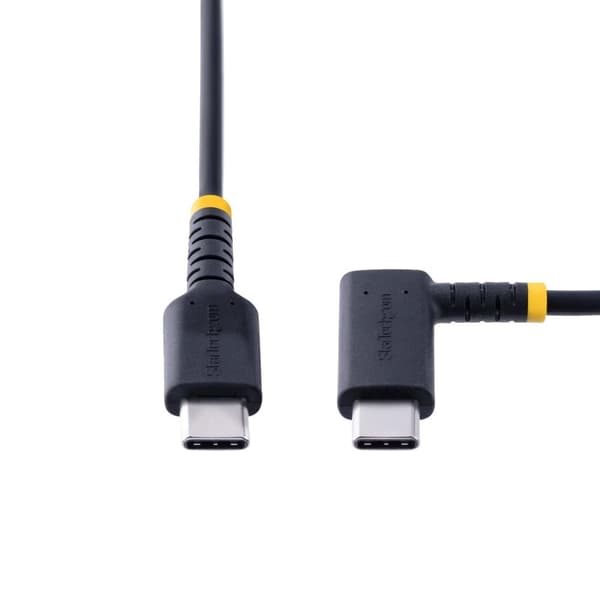 StarTech.com 1m USB-C-laddningskabel, vinklad USB-C-kabel, 60W PD 3A, Robust snabbladdnings-USB-C-kabel, USB 2.0 Type-C, USB-laddningskabel med aramid