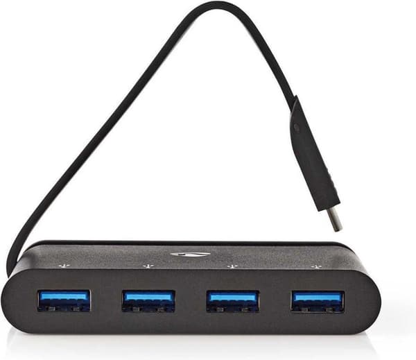 Nedis USB-adapter | USB 3.2 Gen 1 | USB-C™ han | 4x USB-A | Forniklet | Sort | Vinduesboks med Eurolås