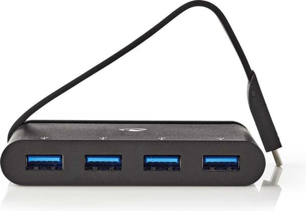 Nedis USB-adapter | USB 3.2 Gen 1 | USB-C™ han | 4x USB-A | Forniklet | Sort | Vinduesboks med Eurolås