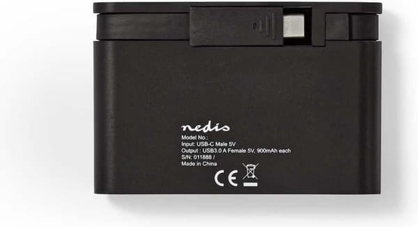Nedis USB-adapter | USB 3.2 Gen 1 | USB-C™ han | 4x USB-A | Forniklet | Sort | Vinduesboks med Eurolås
