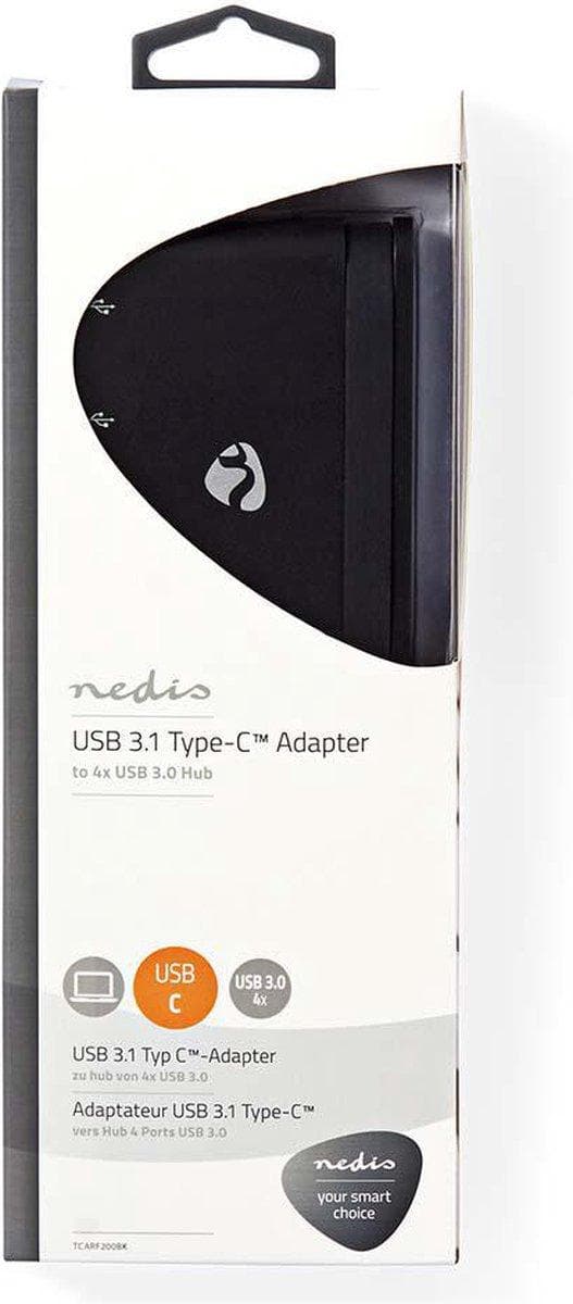 Nedis USB-adapter | USB 3.2 Gen 1 | USB-C™ han | 4x USB-A | Forniklet | Sort | Vinduesboks med Eurolås
