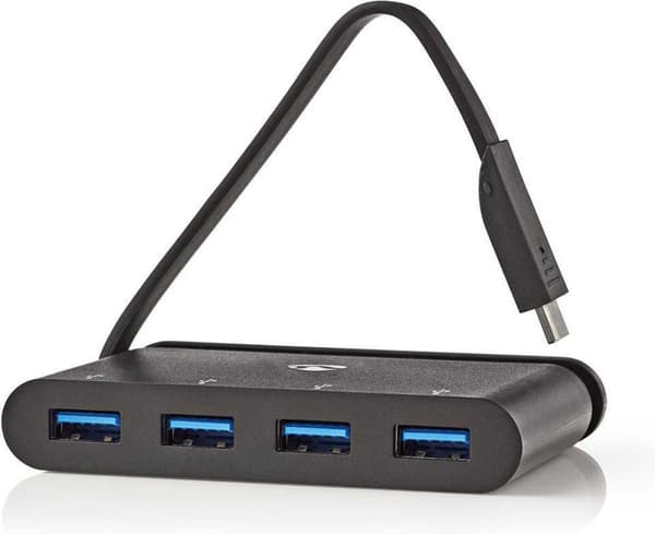 Nedis USB-adapter | USB 3.2 Gen 1 | USB-C™ han | 4x USB-A | Forniklet | Sort | Vinduesboks med Eurolås