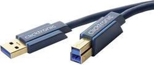 clicktronic USB-kabel USB 3.2 Gen1 (USB 3.0 / USB 3.1 Gen1) USB-A-kontakt, USB-B-kontakt 50,00 cm Blåguldpläterade kontakter