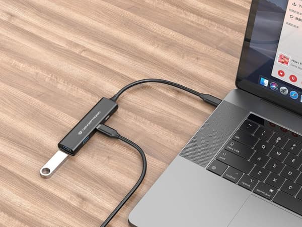Conceptronic HUBBIES 4-portars USB 3.0-hubb - USB-C-kontakt - USB 3.2 Gen 1 (3.1 Gen 1) Typ-C - 5000 Mbit/s - svart - aluminium - 0,15 m - USB (HUBBIE