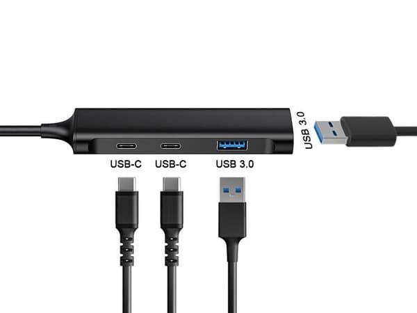 Conceptronic HUBBIES 4-portars USB 3.0-hubb - USB-C-kontakt - USB 3.2 Gen 1 (3.1 Gen 1) Typ-C - 5000 Mbit/s - svart - aluminium - 0,15 m - USB (HUBBIE