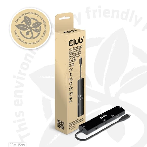 Club 3D 6-i-1 nav - dockningsstation - för stationära datorer, bärbara datorer - USB4 - HDMI - GigE
