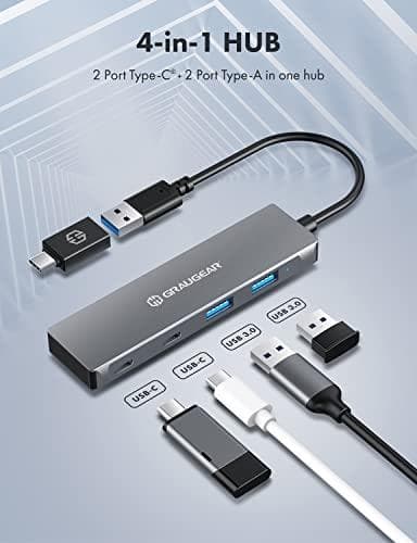 Graugear USB HUB 4x USB 3.0, 2x Type-C and 2x Type-A retail (G-HUB2A2C-AC)
