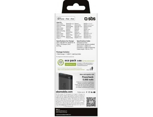 SBS TETRKITPD20LIGW mobiloplader hvid indendørs (TETRKITPD20LIGW)
