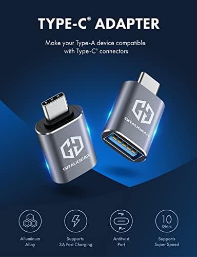 Graugear USB 3.2 Gen2 Adapter Type-A til Type-C han (G-AD-ATC-10G-2)