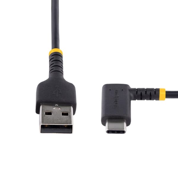 StarTech.com 15,20 cm (6") (15 cm) USB A til C-opladningskabel retvinklet, kraftigt hurtigopladning USB-C-kabel, USB 2,0 A til Type-C, holdbart og rob