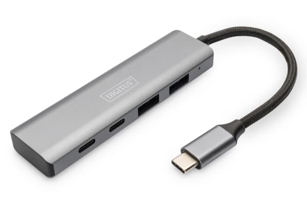 DIGITUS - Hubb - USB-C, 4 portar - 2 x USB + 2 x USB-C - skrivbordsmodell