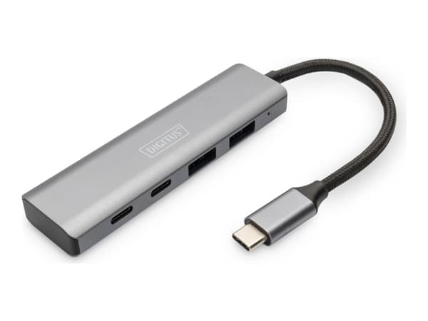 DIGITUS - Hubb - USB-C, 4 portar - 2 x USB + 2 x USB-C - skrivbordsmodell