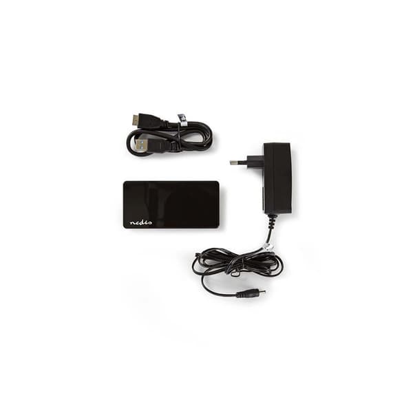 Nedis USB-keskitin | USB-A Uros | 4x USB A Female | 4-Porttinen port(s) | USB 3.2 Gen 1 | USB Virta / Verkkovirtakäyttöinen | 4x USB