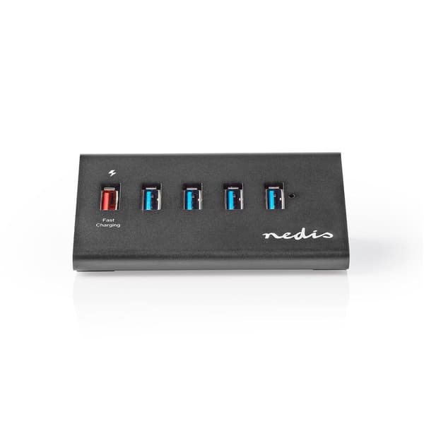 Nedis USB-keskitin | USB Micro-B Naaras | USB-A Naaras | 5-Porttinen port(s) | QC3.0 / USB 3.2 Gen 1 | USB Virta / Verkkovirtakäyttöinen | 5 Gbps | 5x