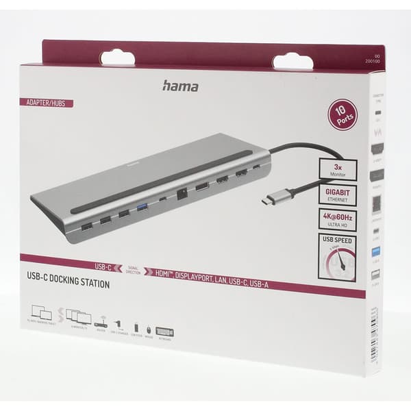 Hama USB-C Dockningstasjon Connect2Office Pro 10 Porter