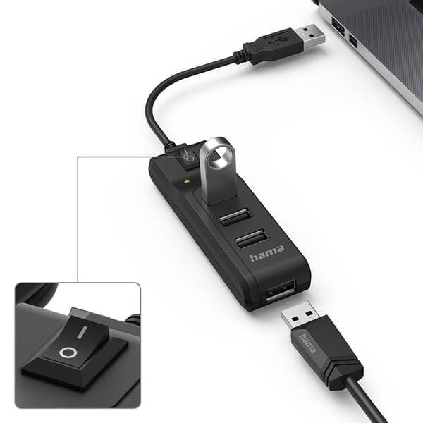 Hama Hub USB-A 2.0 Switch 4x Portar 480 Mbit/s Svart