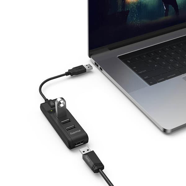 Hama Hub USB-A 2.0 Switch 4x Portar 480 Mbit/s Svart