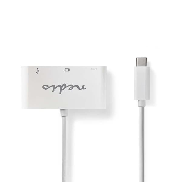 Nedis USB Multi-Port Adapter | 3-in-1 | USB 3.1 | USB-C™ Han | USB-A Hun / USB-C™ Hun / VGA Hun | 5 Gbps | 0.20 m | Runde | Nikkelplateret | PVC | Hvi