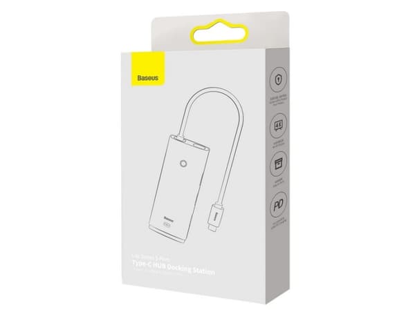Baseus WKQX040001, USB Type-C, HDMI, USB 3.2 Gen 1 (3.1 Gen 1) Type-A, USB 3.2 Gen 1 (3.1 Gen 1) Type-C, Svart, 1 styck