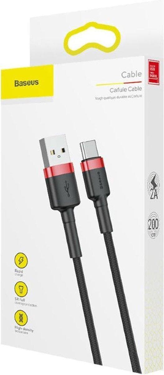 Baseus Cafule USB-kabel 2 m USB A USB C Sort, Rød