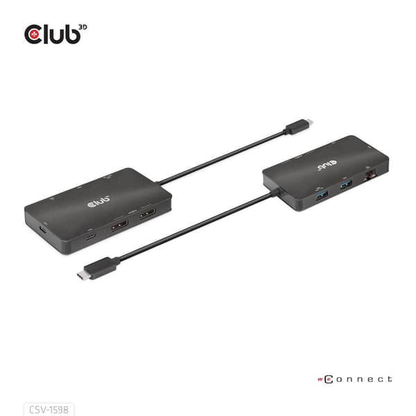 Club 3D - Telakointiasema - USB-C 3.2 Gen 2 - 2xDP - GigE