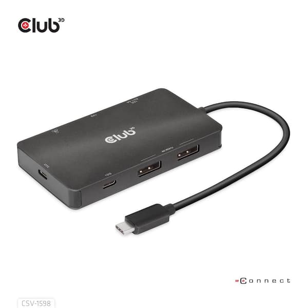 Club 3D - Telakointiasema - USB-C 3.2 Gen 2 - 2xDP - GigE
