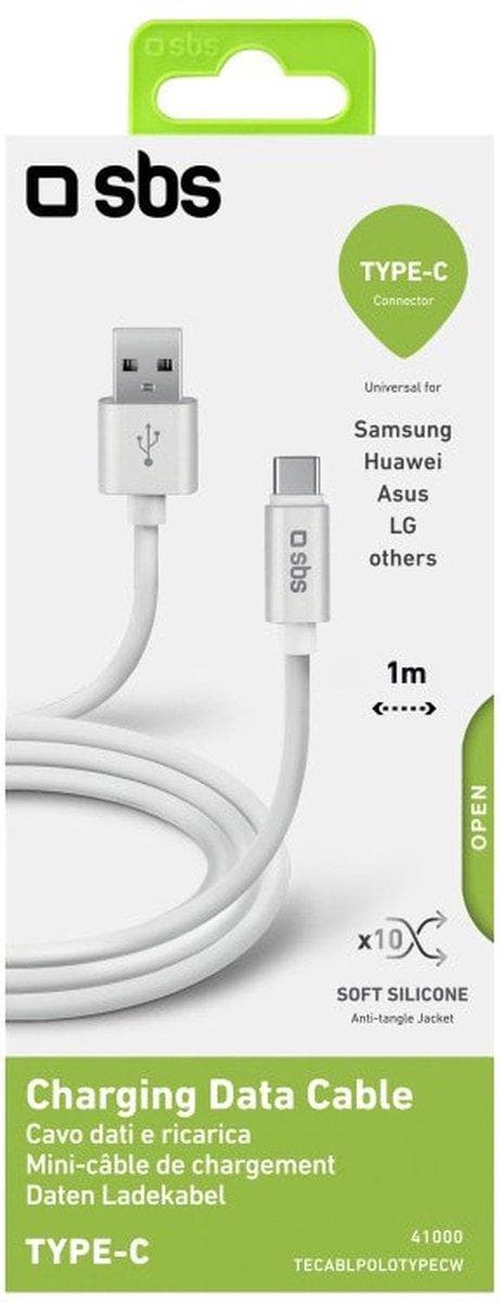 SBS TECABLPOLOTYPECW USB-kabel 1 m USB 2.0 USB A USB C Hvid (TECABLPOLOTYPECW)