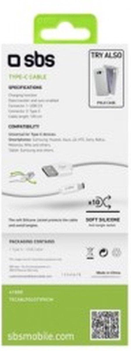 SBS TECABLPOLOTYPECW USB-kabel 1 m USB 2.0 USB A USB C Hvid (TECABLPOLOTYPECW)