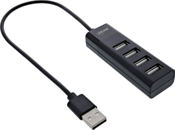InLine 33293H, USB 3.2 Gen 1 (3.1 Gen 1) Type-A, USB 2.0, 480 Mbit/s, Svart, Plast, 1 styck