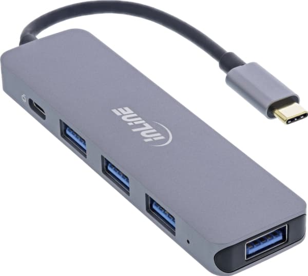InLine 33271L, USB 2.0 Type-C, USB 3.2 Gen 1 (3.1 Gen 1) Type-A, USB 3.2 Gen 1 (3.1 Gen 1) Type-C, 5000 Mbit/s, Grå, Gjuten aluminium, 87 W