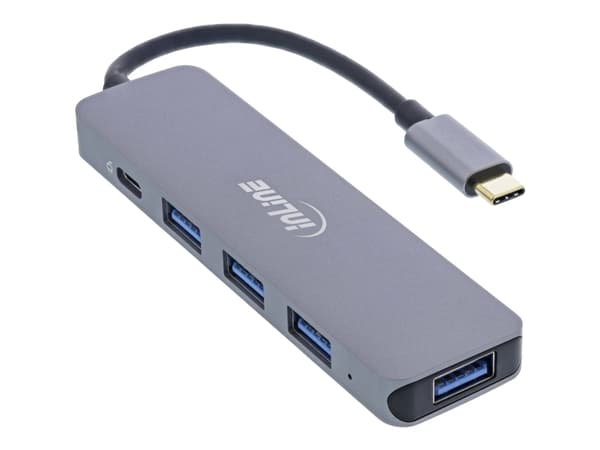 InLine 33271L, USB 2.0 Type-C, USB 3.2 Gen 1 (3.1 Gen 1) Type-A, USB 3.2 Gen 1 (3.1 Gen 1) Type-C, 5000 Mbit/s, Grå, Gjuten aluminium, 87 W