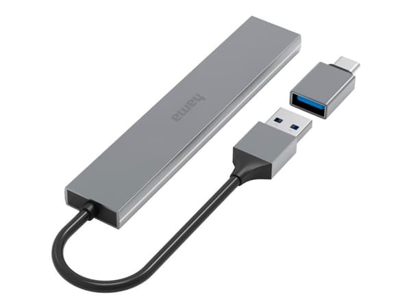 Hama Prime Line - Hubb - ultra slim - skrivbordsmodell - med USB-C adapter