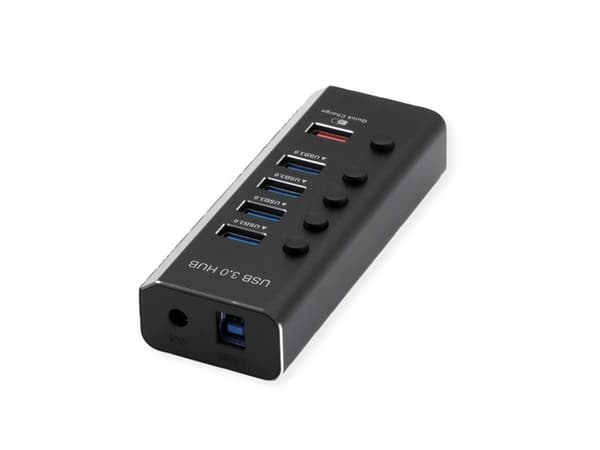 ROLINE 14.02.5058, USB 3.2 Gen 1 (3.1 Gen 1) Type-B, USB 3.2 Gen 1 (3.1 Gen 1) Type-A, 5120 Mbit/s, Svart, Gjuten aluminium, 33 mm