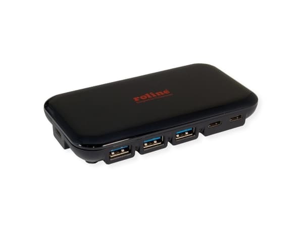 ROLINE 14.02.5055, USB 3.2 Gen 1 (3.1 Gen 1) Type-C, USB 3.2 Gen 1 (3.1 Gen 1) Type-A, USB 3.2 Gen 1 (3.1 Gen 1) Type-C, 10240 Mbit/s, Svart, 121 mm,