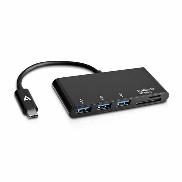 USB-HUB V7 V7UC3U-HUB-BLK-1N Svart