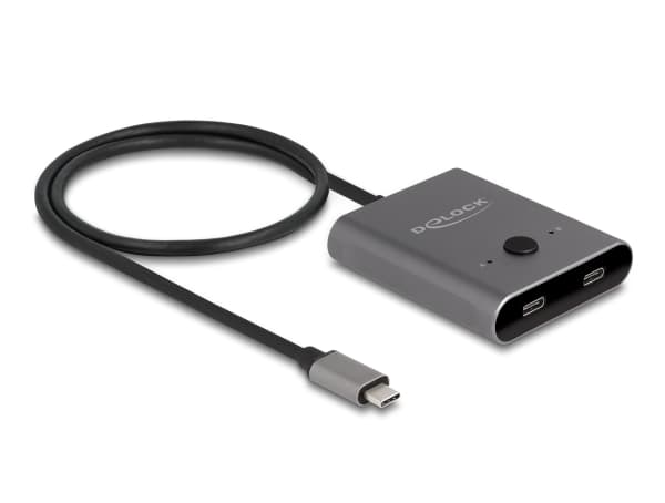 Delock Switch 2 to 1 - Hub - toveis, 8K, 10 Gbps - 2 x USB-C (Power Delivery) - stasjonær