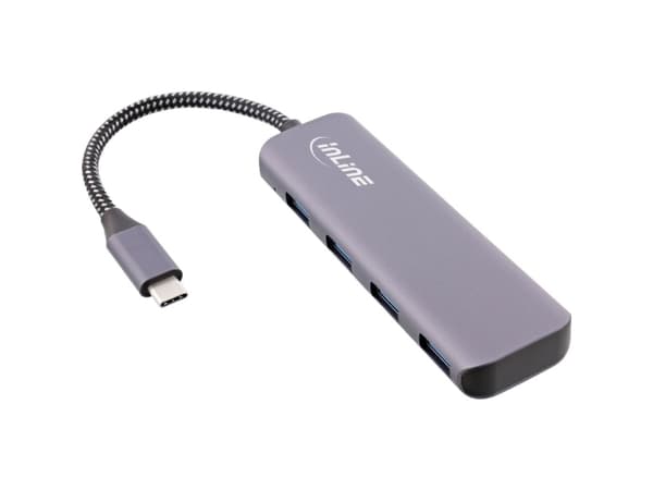 InLine 33271R, USB 3.2 Gen 1 (3.1 Gen 1) Type-C, USB 3.2 Gen 1 (3.1 Gen 1) Type-A, Grå, Rund kabel, 0,175 m, USB