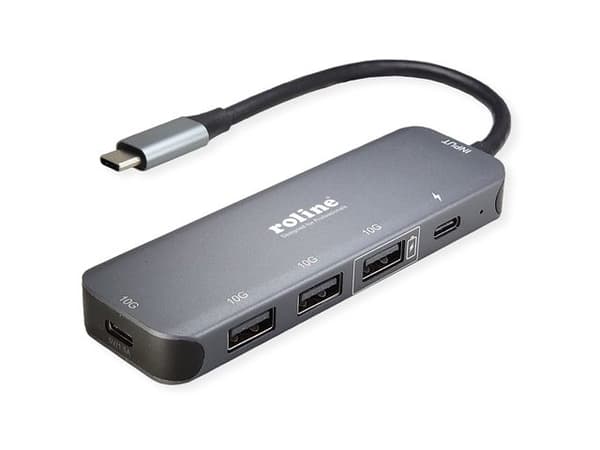 ROLINE 14.02.5048-10, USB 3.2 Gen 2 (3.1 Gen 2) Type-C, USB 3.2 Gen 2 (3.1 Gen 2) Type-A, USB 3.2 Gen 2 (3.1 Gen 2) Type-C, 10000 Mbit/s, Grå, Gjuten