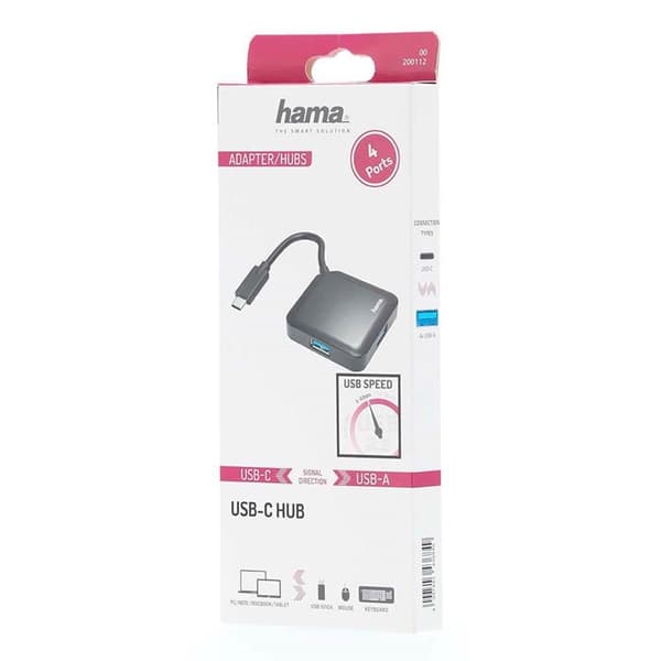 HAMA Hubb USB-A 3.2 4x-Portar 5 Gbit/s USB-C-Adapter