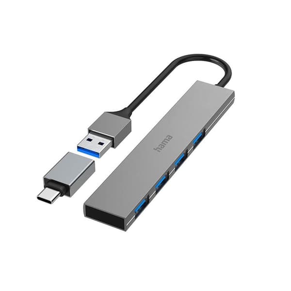 HAMA Hubb USB-A 3.2 4x-Portar 5 Gbit/s USB-C-Adapter