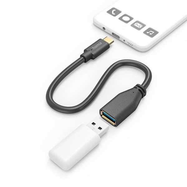 Sovitinkaapeli USB OTG USB-C USB-A Musta