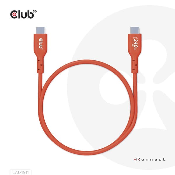 CLUB3D USB2 Type-C kaksisuuntainen USB-IF-sertifioitu kaapeli data 480 Mb, PD 240W (48V/5A) EPR M/M 4m / 13,13ft