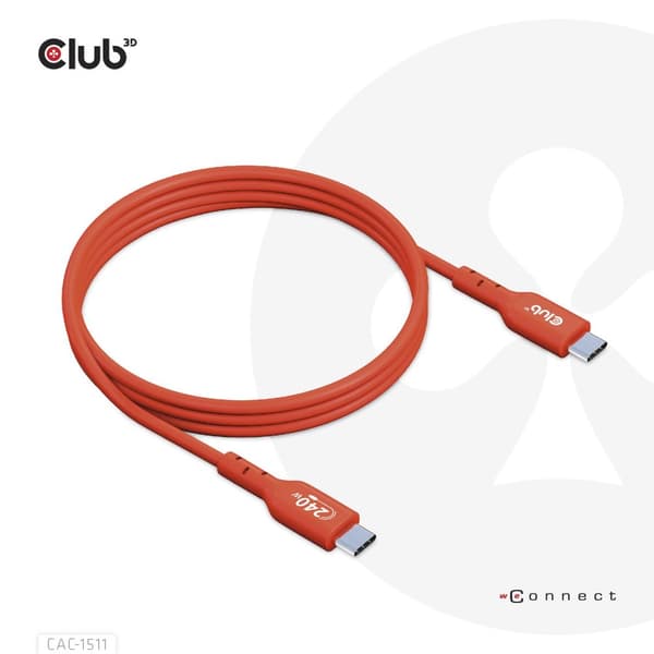 CLUB3D USB2 Type-C kaksisuuntainen USB-IF-sertifioitu kaapeli data 480 Mb, PD 240W (48V/5A) EPR M/M 4m / 13,13ft