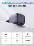 Miniatyrbillede 4 af 8: Ugreen 90664 Nexode 20W GaN Mini USB-C oplader